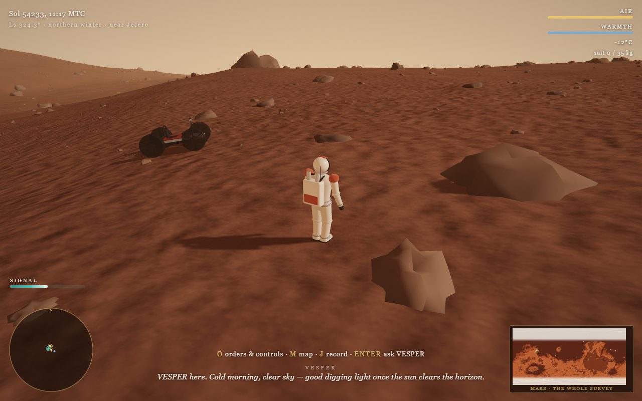 Marsstead — a settler and rover on the red dunes, VESPER on the radio