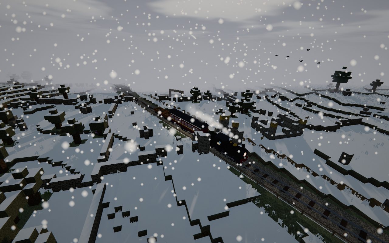 Moorstead — a steam train crossing the snowbound parish