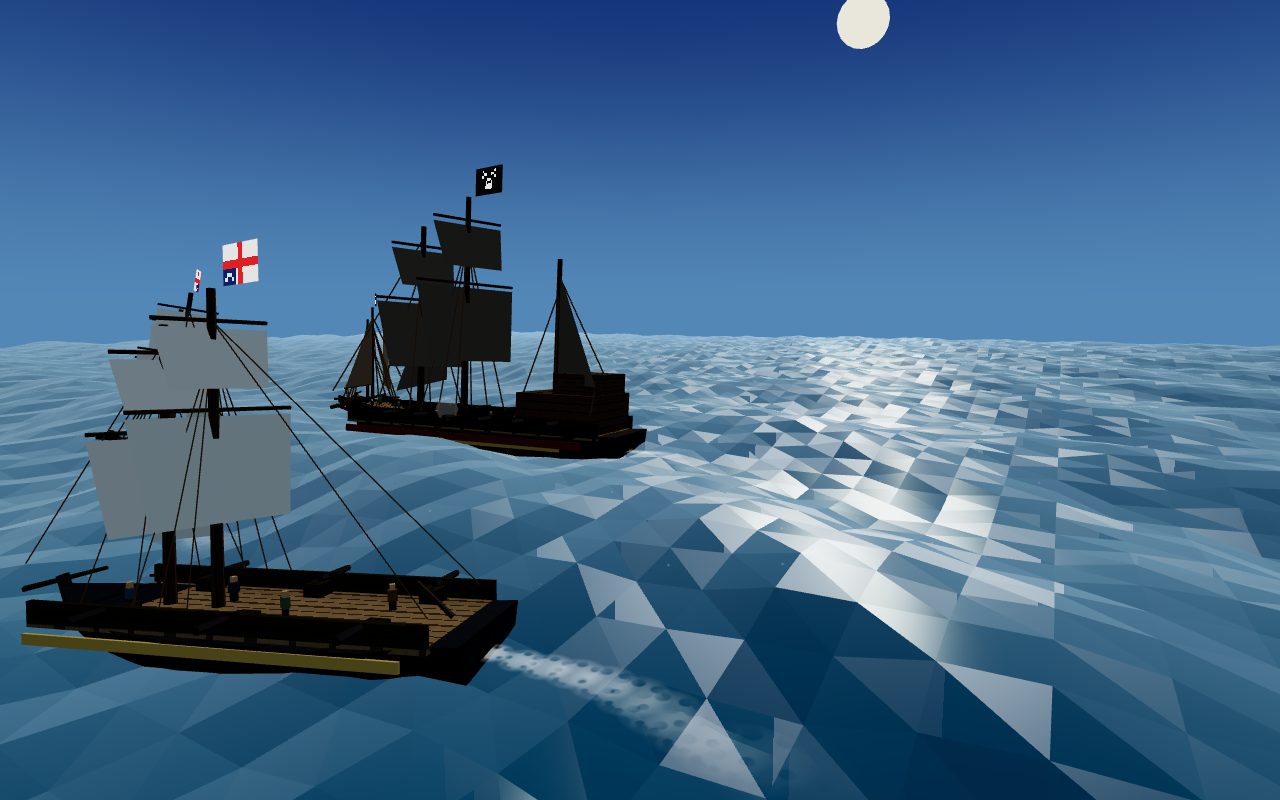 Saltstead — tall ships on a moonlit sea